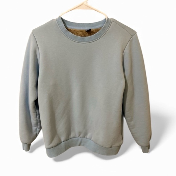None Tops - Sky Blue Women's Sherpa Lined Crewneck Sweatshirt Size Small